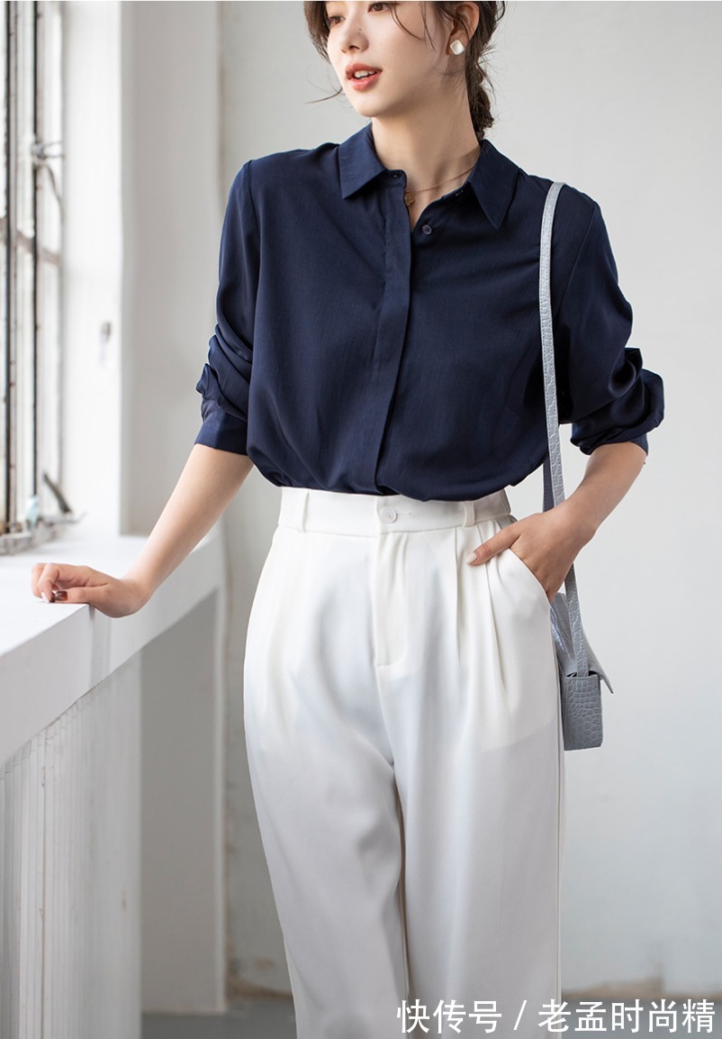 下摆|富有设计感的衬衫,前短后长不规则下摆显层次感