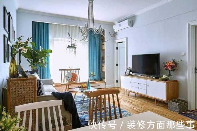 北欧风|82平温北欧风二居室,蓝色和木纹点缀着更充分的地域感