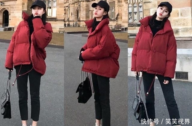  学学|150小个子女生穿短款羽绒服+小脚裤，显高又显瘦，学学吧！