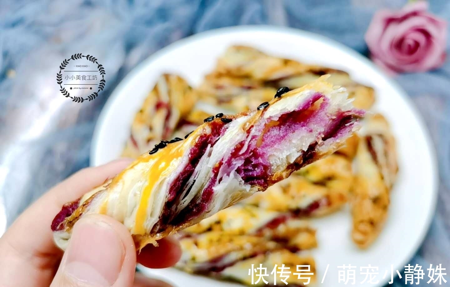 紫薯|2个紫薯2张手抓饼，教你做美味紫薯卷，无水无油，香甜酥脆真好吃