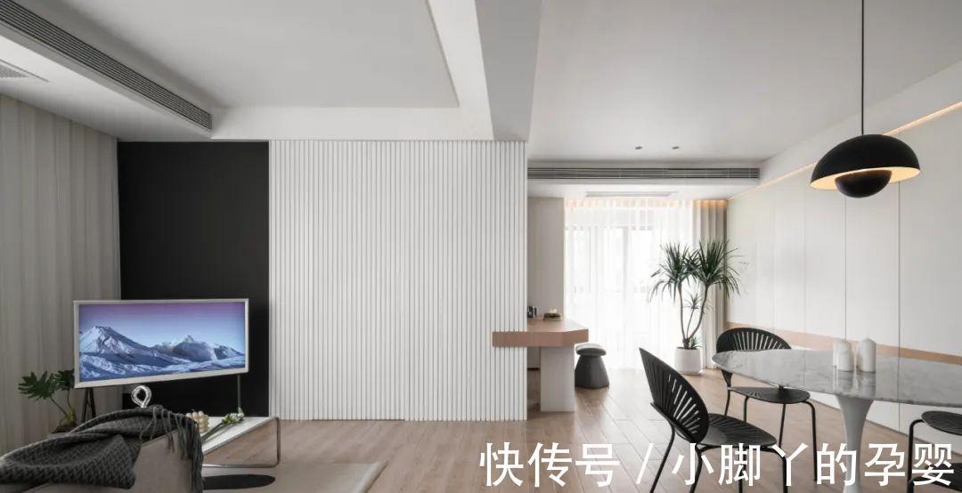 洗衣机|98㎡三居室,现代简约风格,洗衣机藏进阳台柜,太会装了!