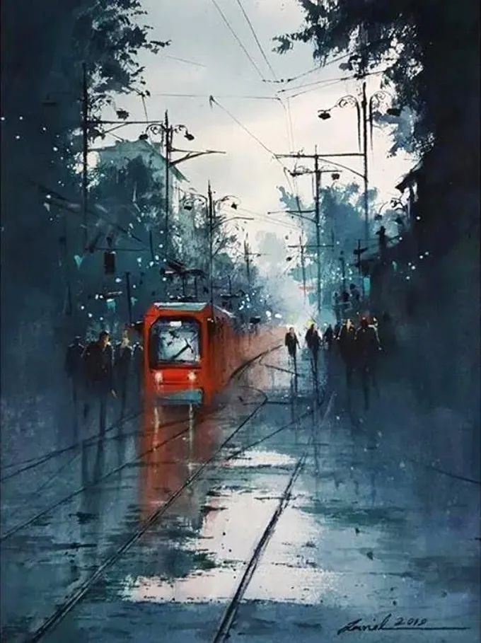 画面!极具美感的蓝绿水彩色调,如此画面,令人爱不舍手