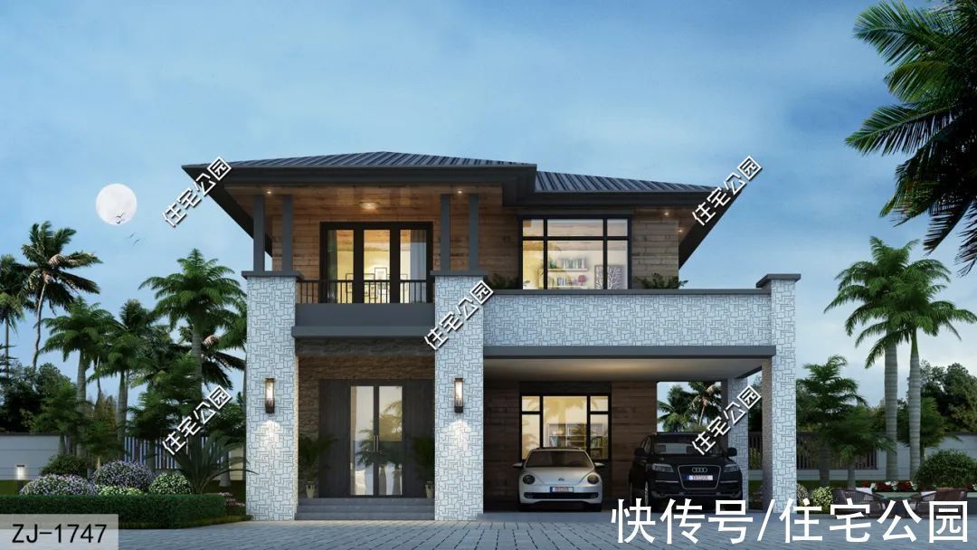 房屋|11×15米现代别墅,有车库还有旋转楼梯,这样设计果然受欢迎