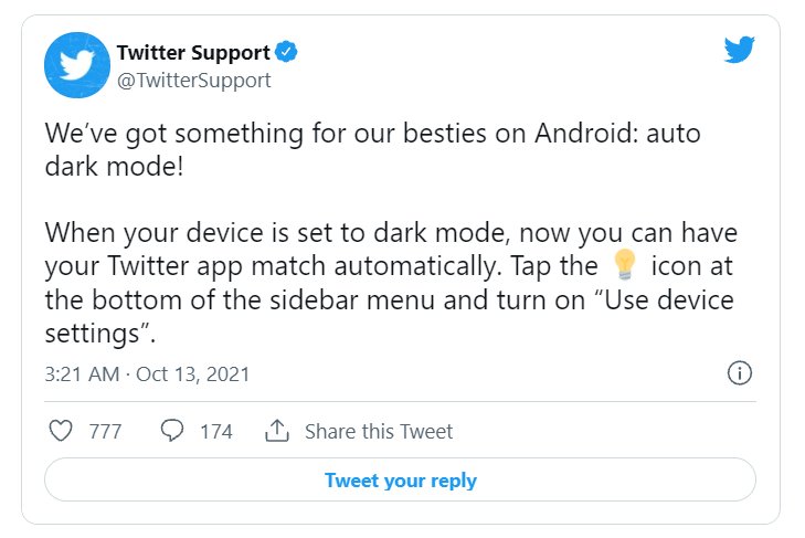 推特|Twitter 推特安卓版 App 终于支持深色模式自适应功能