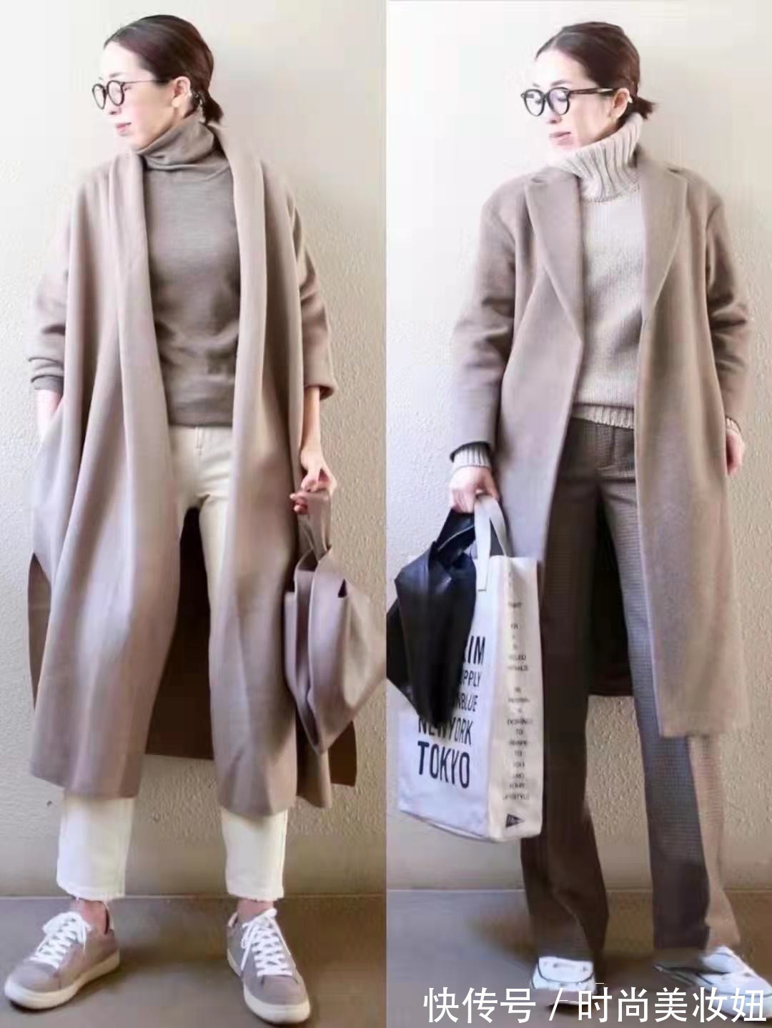 基础款|这位小个子“奶奶”太会穿,大衣穿搭洋气减龄,甩年轻人几条街