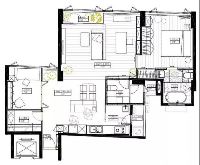 电视柜|93平现代简约风客厅和阳台采用玻璃门,隔开浪漫伴随每个日夜