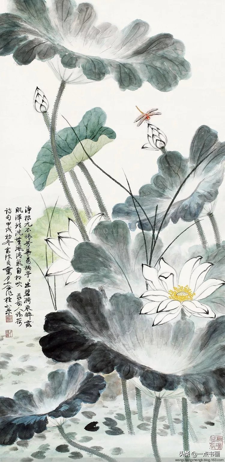 芙蓉#俞致贞 画荷，芙蓉出水，风情无限