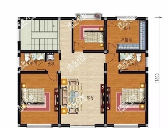 主体|开间12米左右的两层别墅,户型简单施工易,主体造价低!