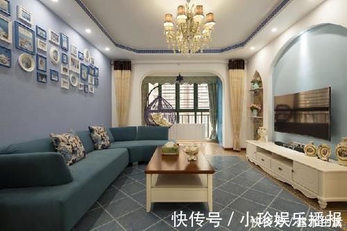 地中海|老婆心血来潮把新房装修成这样,朋友都说电视墙还是头一次见