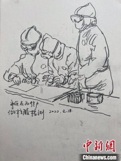 疫情|合肥居民30分钟速写多幅作品 记录核酸检测演练现场