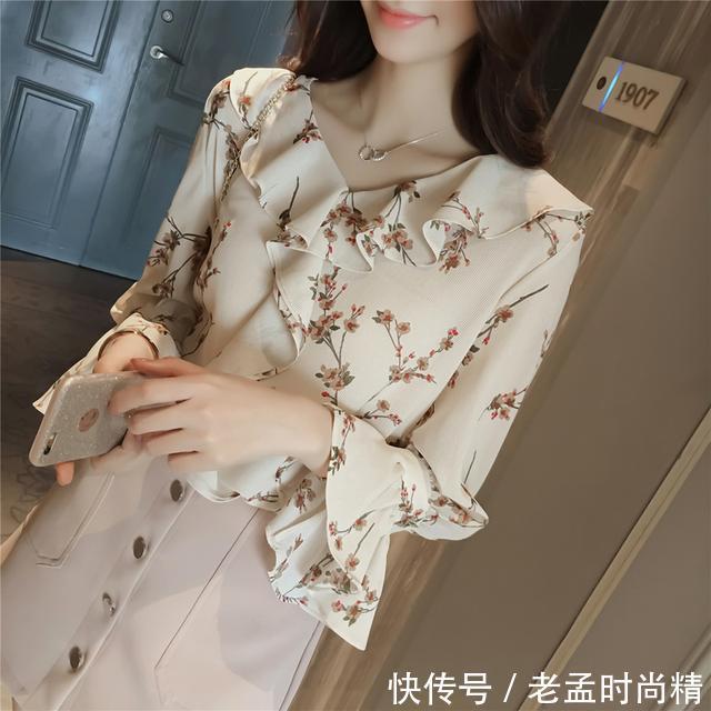 小清新|春季碎花雪纺衫,收腰显瘦,尽显女神气质