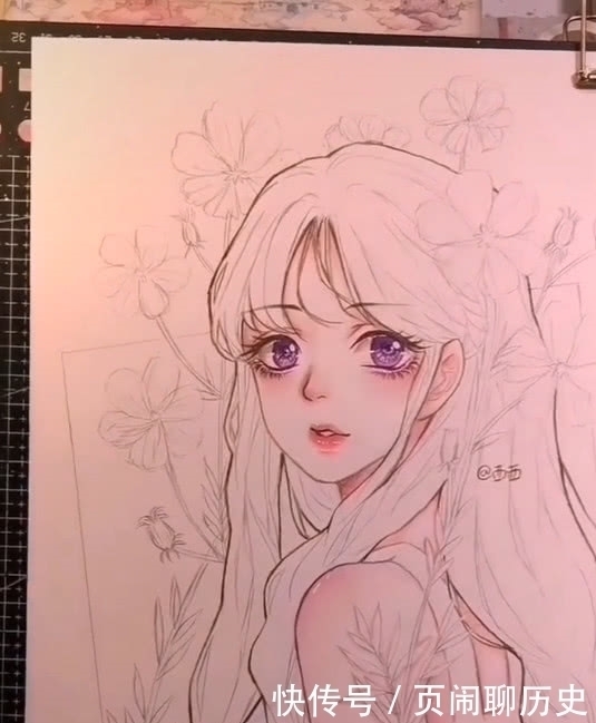 起型$美术生手绘小女孩,起型看着很一般,上色之后:论化妆的重要性