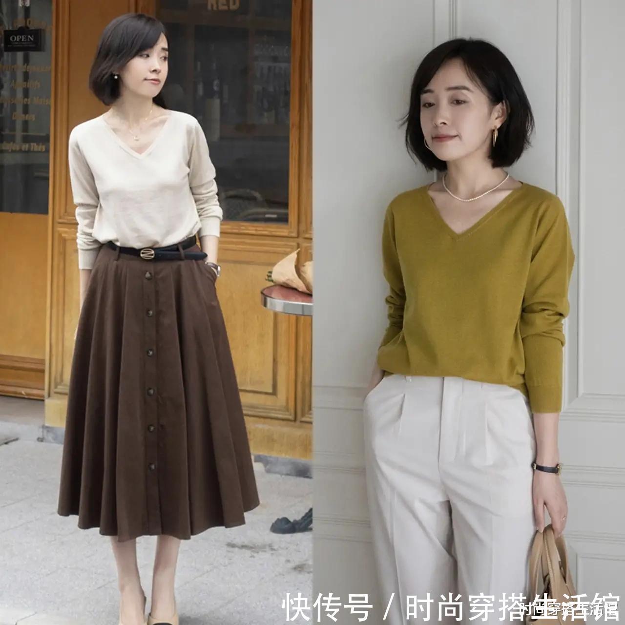 毛衣 今年火了一种穿搭:叫“毛衣+半裙”,时髦又保暖,初秋穿刚刚好