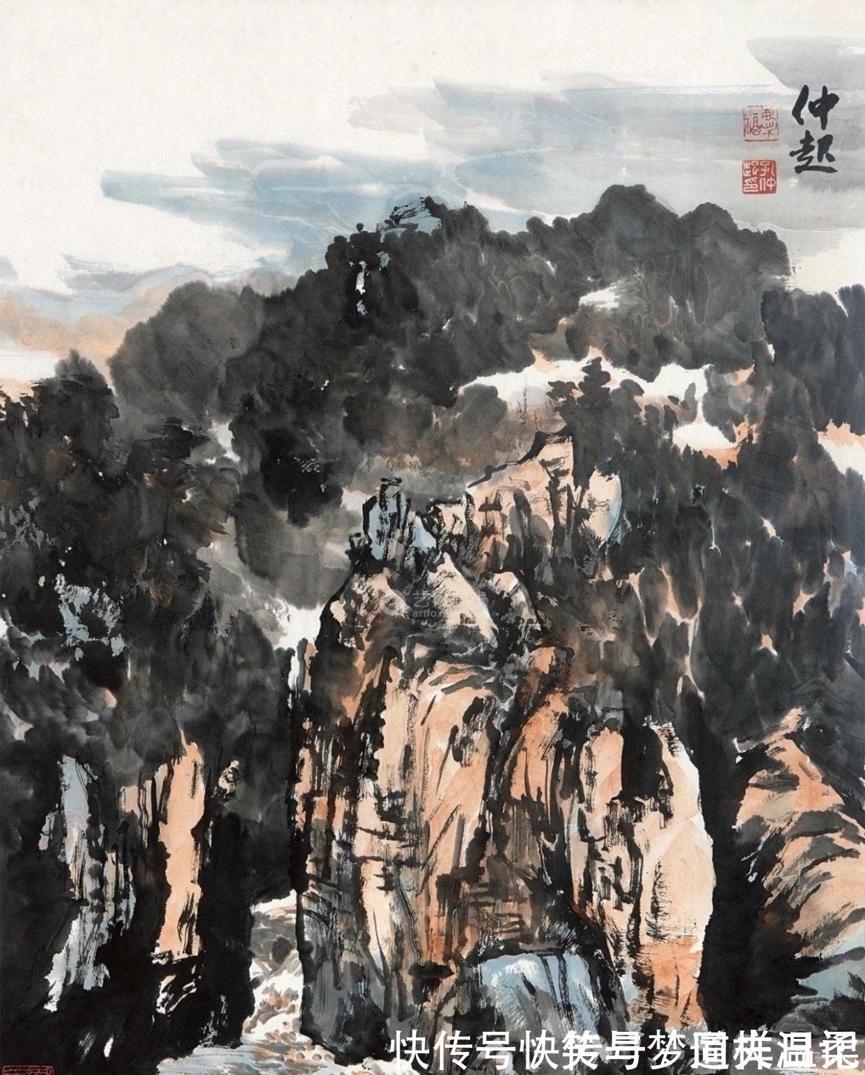 作品&他的国画作品,画面之中气势犹如千军万马,挥笔泼墨酣畅淋漓