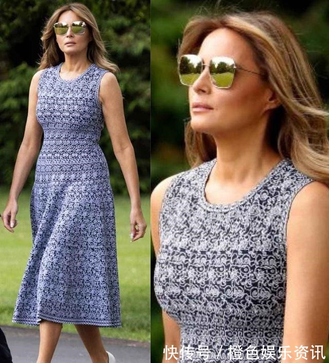 白色系 梅拉尼娅拎黑金爱马仕出街,穿的好休闲,黑衬衫、高腰裤气质干练!