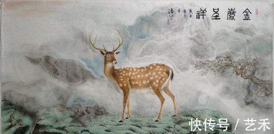 画家!画家潘红以情画鹿以心画鹿献礼建党百年