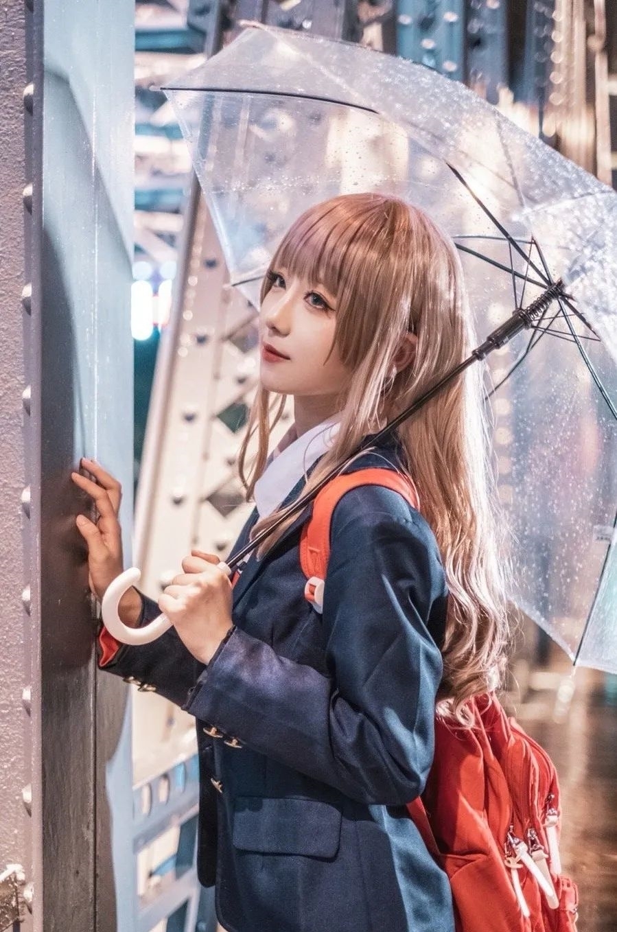 南梦芽|cos:雨景下南梦芽制服的九宫格