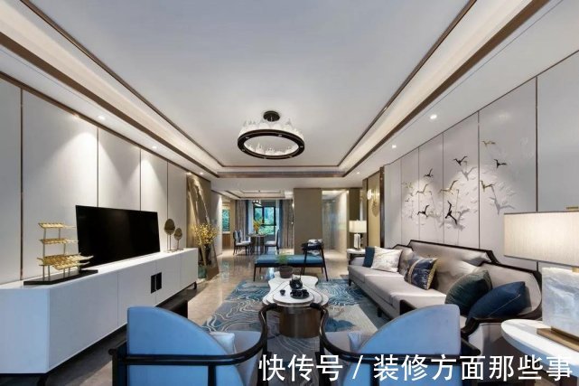 禅意|135平四居室设计,蓝色的新中式设计大开眼界