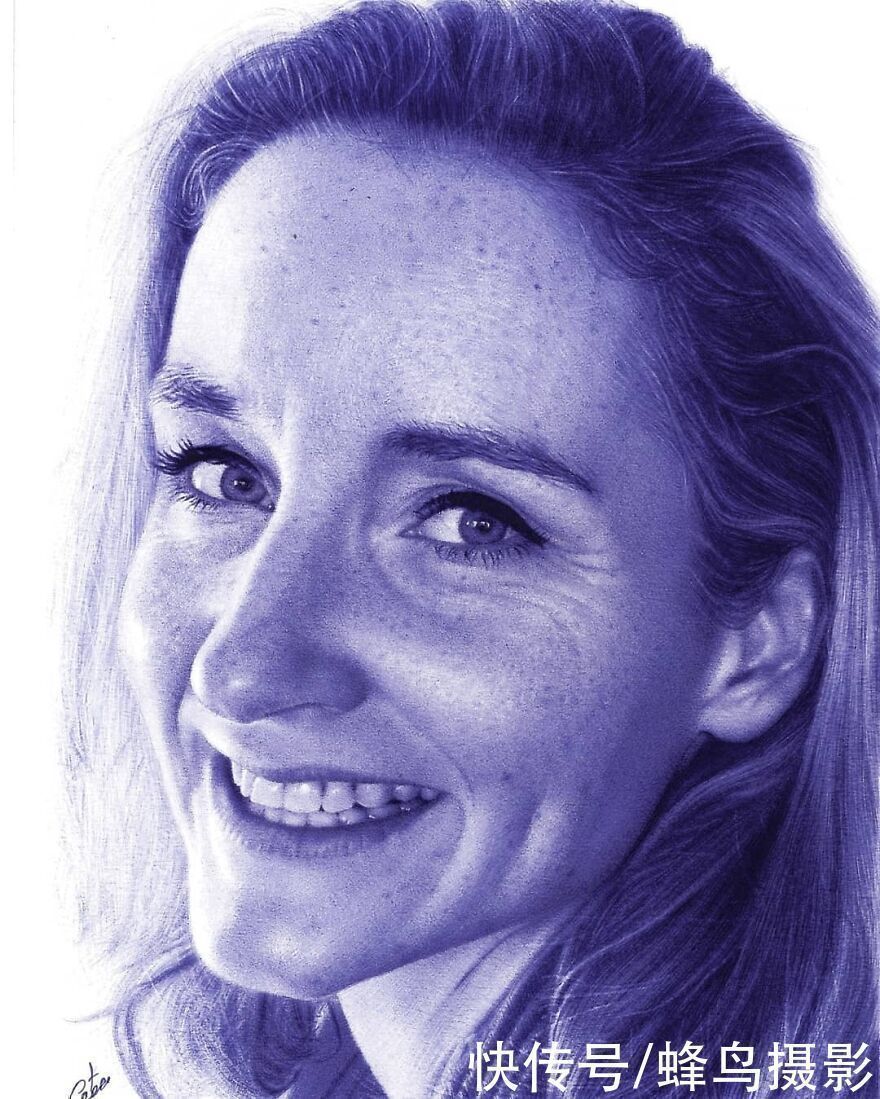 肖像&有这水平还要相机干嘛?30张圆珠笔画,图1画了一个月细到毛孔