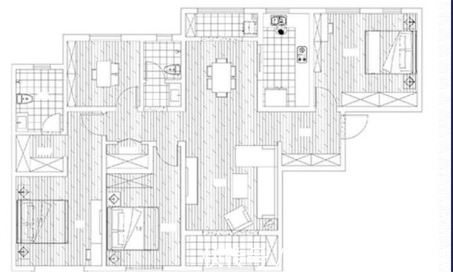 质感|?139平米现代灰色四居室,客餐厅设计有质感,大理石+木质