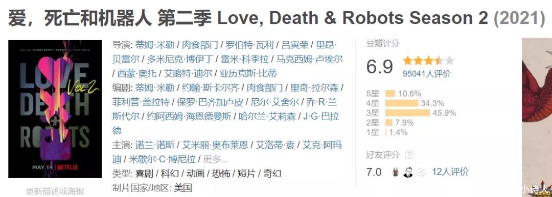 巨人 《爱、死亡和机器人》第二季各集优劣大排序,如下:8324715