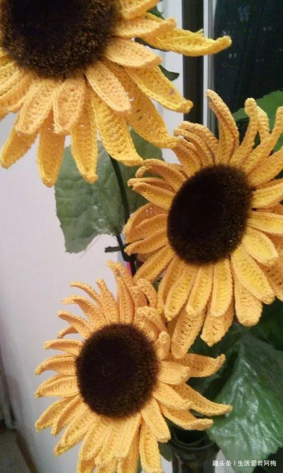 毛线钩针编织向日葵合集，DIY手工编织附图解教程