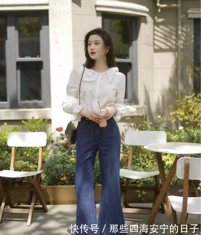 皮鞋 时尚穿搭喇叭牛仔裤怎么搭配上衣和鞋子好看!