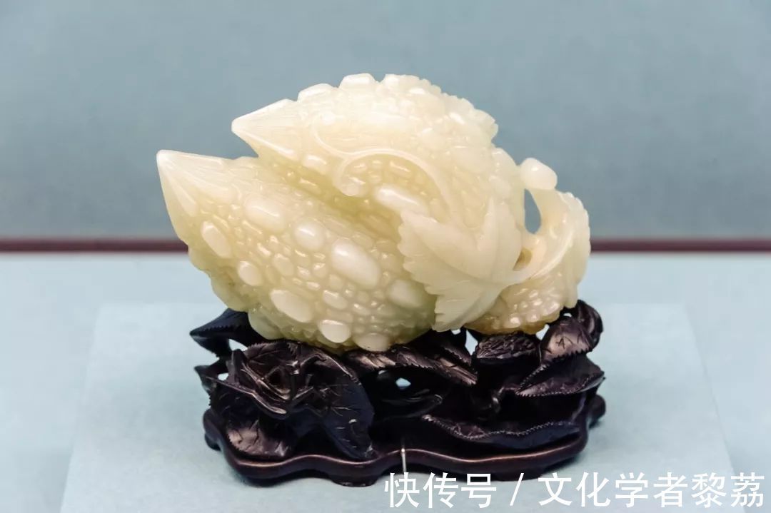 文章插图台北故宫博物院藏有一款白玉苦瓜,为清朝工匠用羊脂玉雕琢