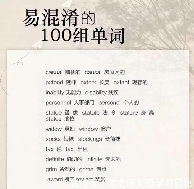 张图|这9张图，包含高考英语100组必考易混单词，考试别再错！