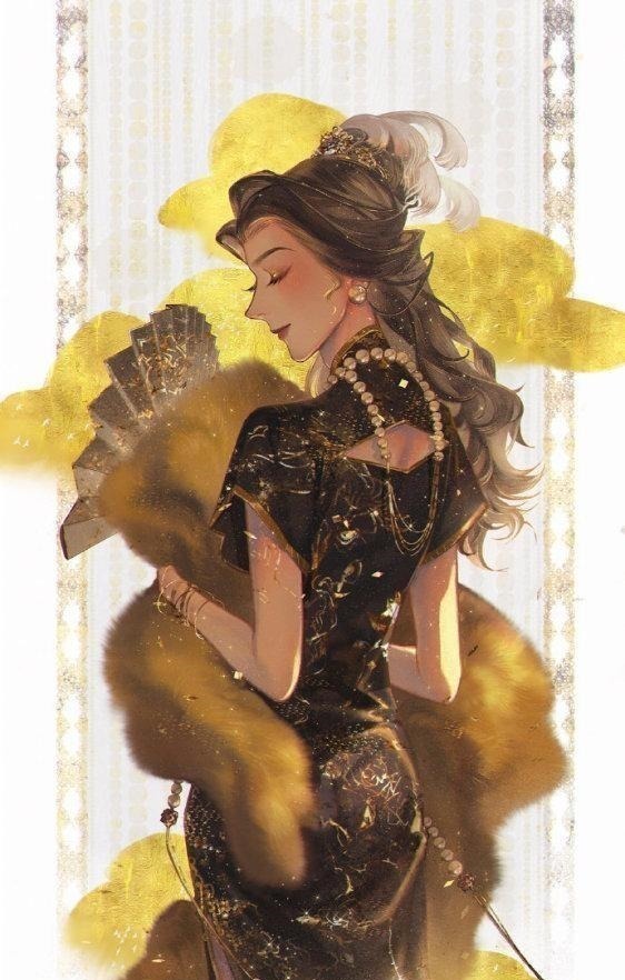 乐佩公主|迪士尼公主变“中国风”,艾莎公主汉服灵动,贝儿旗袍性感优雅