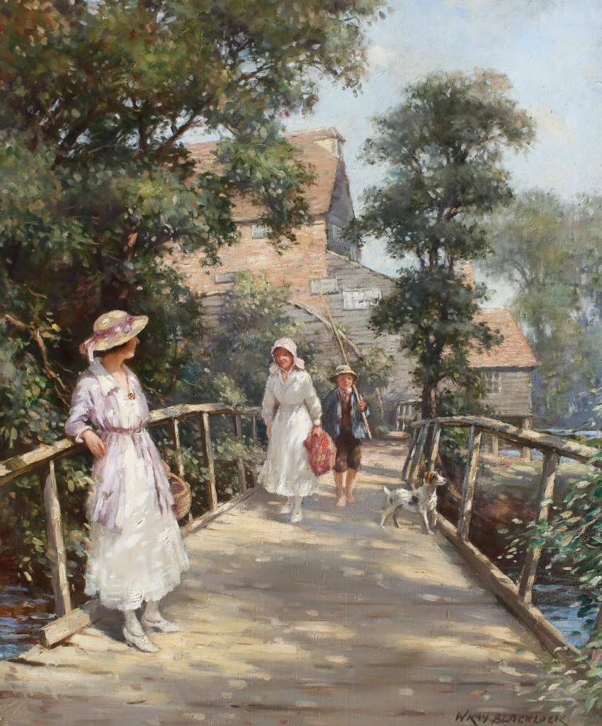 洛克#英国画家威廉·凯·布莱克洛克自然视野和乡村生活的女性人物油画作品欣赏