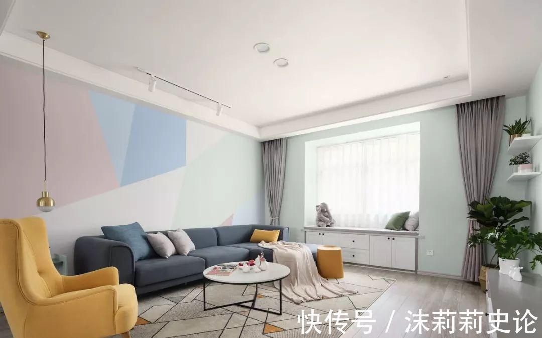 中性色|原来墙面现在流行几何拼色装，层次感明显，也增添了趣味性！
