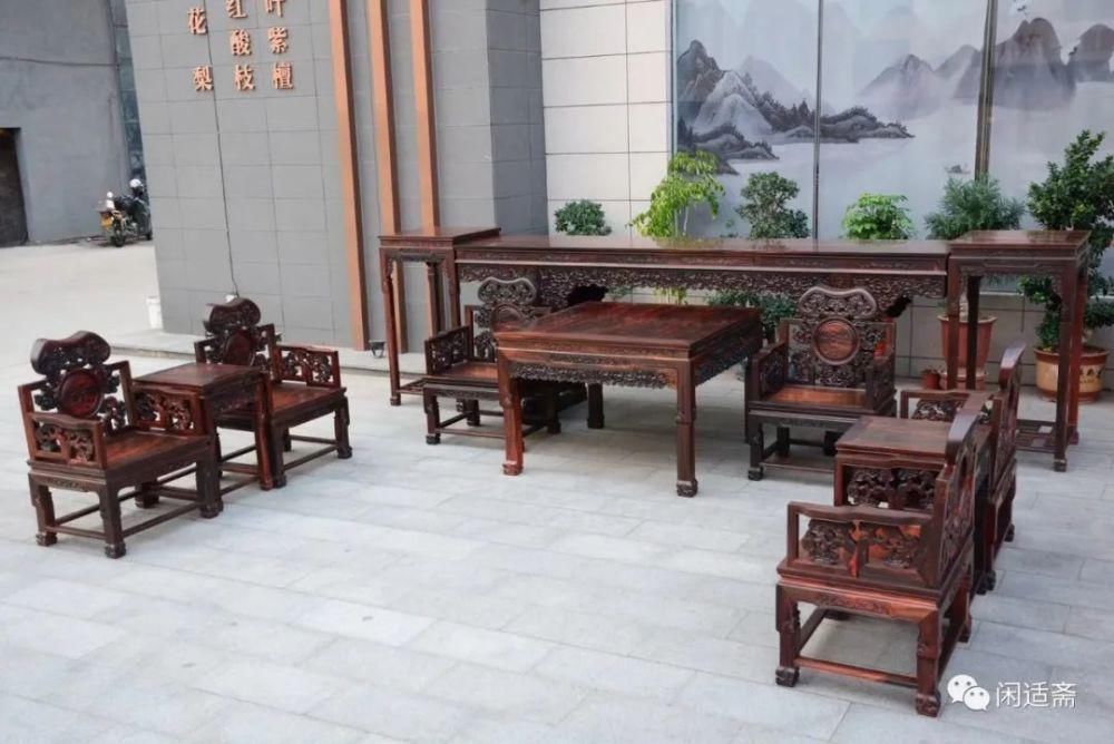 牙板|厅堂镇宅重器，老挝大红酸枝二膘老料，中堂红木家具十二件套
