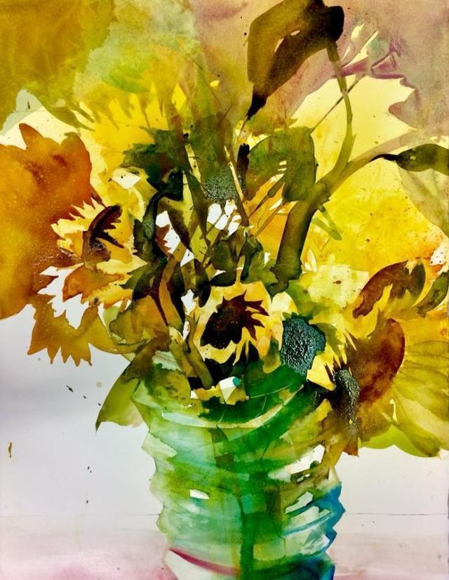 Elke&水彩画家Elke笔下的花花世界浓墨重彩之中隐去了繁花的具象(一)