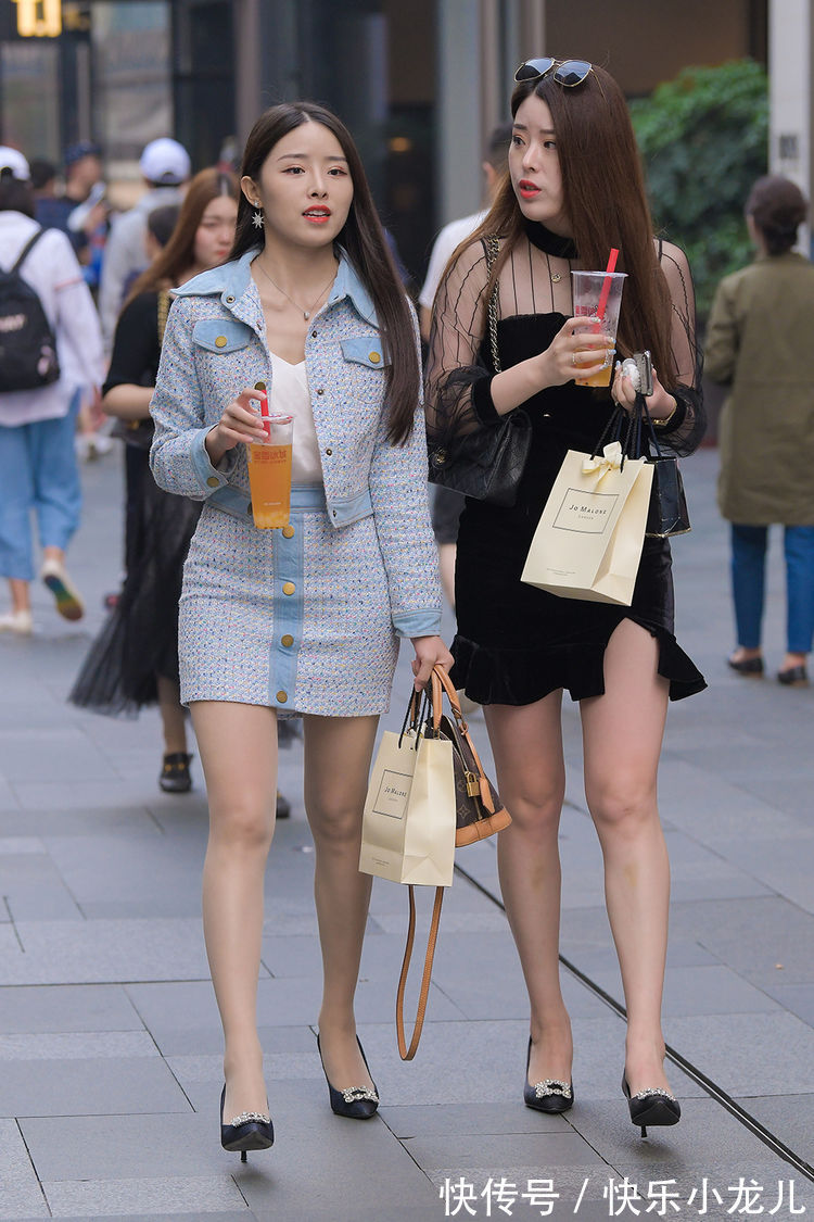 丝绒 小香风套装与小黑裙的穿搭,尽显不同着装的美,优雅美丽落落大方