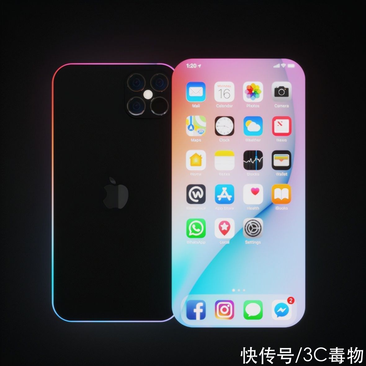 iphone14pro|iPhone14Pro渲染图：四曲屏+55W无线充，屏下相机彰显苹果野心