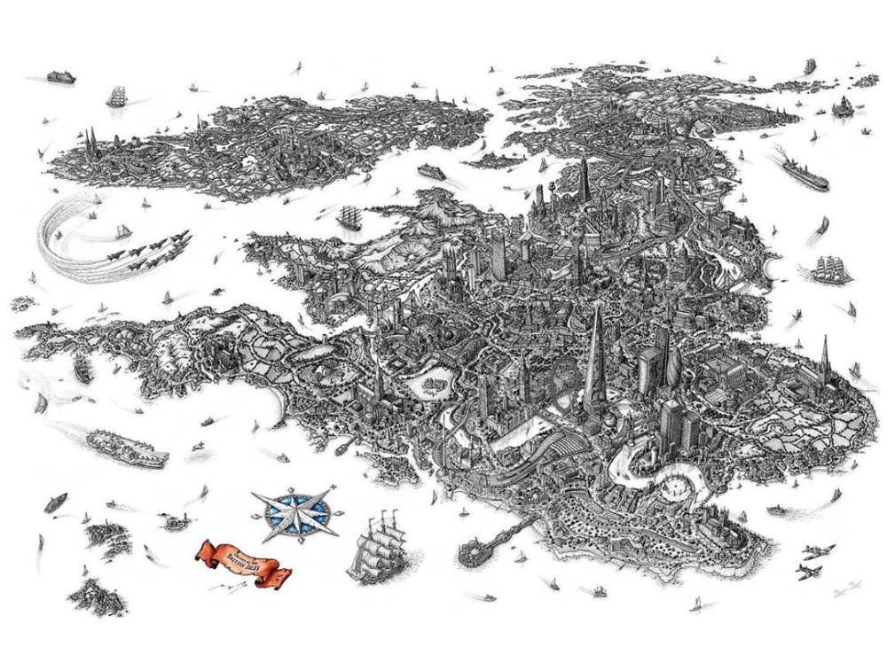 英国小伙用针管笔画出了最美中国地图,独一无二的中国风