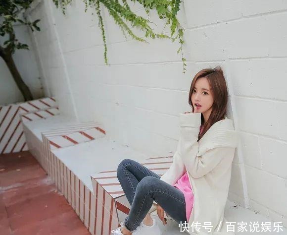 鉴赏|美女鉴赏:雪莉呢绒甜美带帽卫衣长开衫