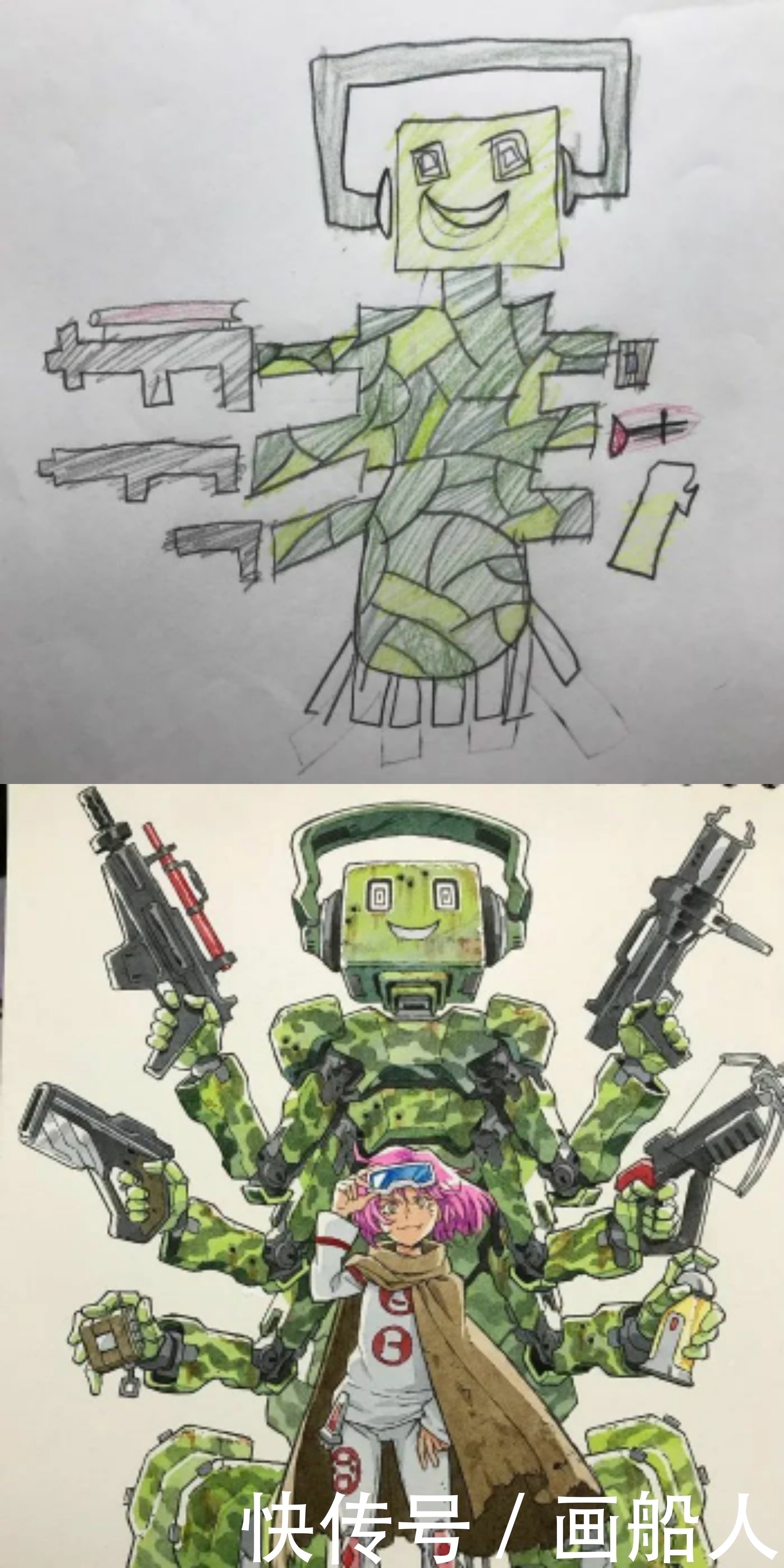 想象力|国外大神爆改儿子画作,画风突变引网友惊叹:这是别人的父亲!