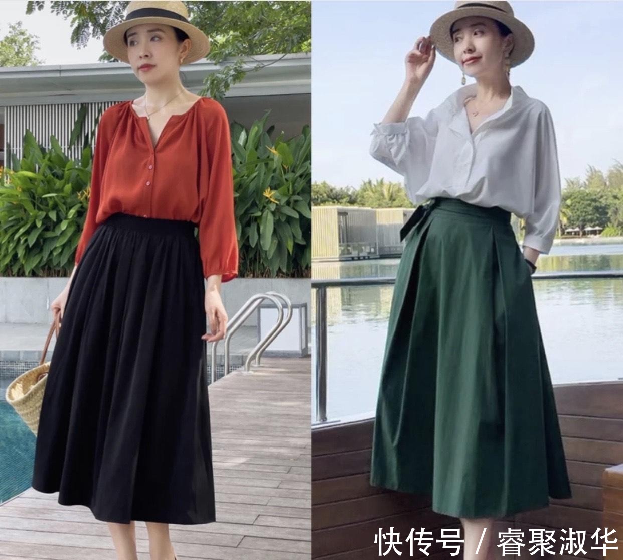 夏日|中年女性这样穿挺好看的,简约大方的夏日穿搭示范,温柔优雅