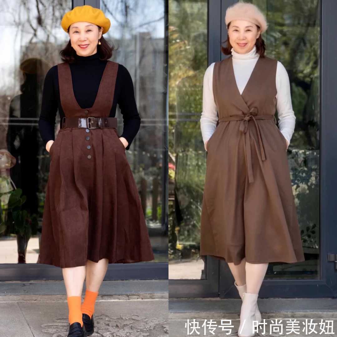 连衣裙 上了年纪的微胖女人,早春建议“叠穿”,遮肉不说还减龄洋气