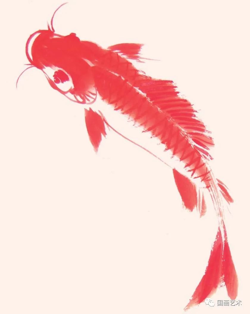 绘制@轻松学画写意黑鲤红鲤
