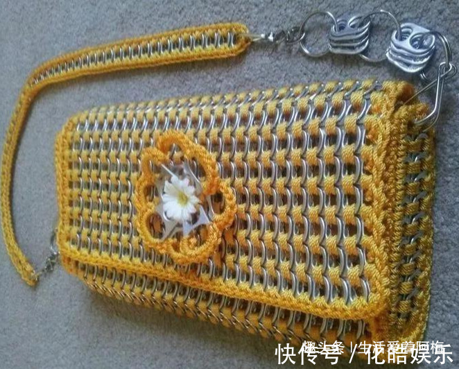 在易拉罐拉环上编织，钩成的包包耐看耐用！DIY变废为宝附教程