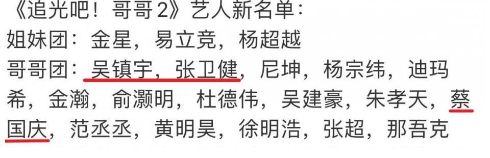 培根|《哥哥2》名单公布!男明星颜值,能否得到你的认可?