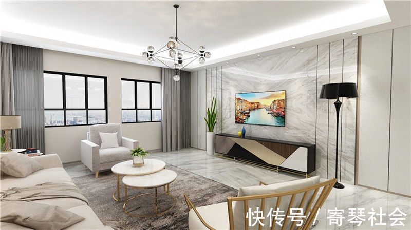 装修|现代风格装修效果图,102平三室超精致,整体效果特棒,像别墅!
