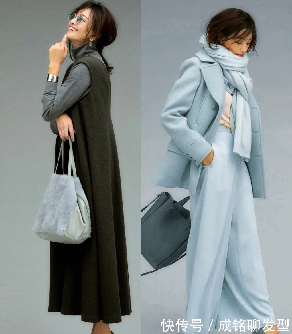 黑色|时尚保暖又有气质,这位日杂模特真是穿衣典范,适合四十岁女人