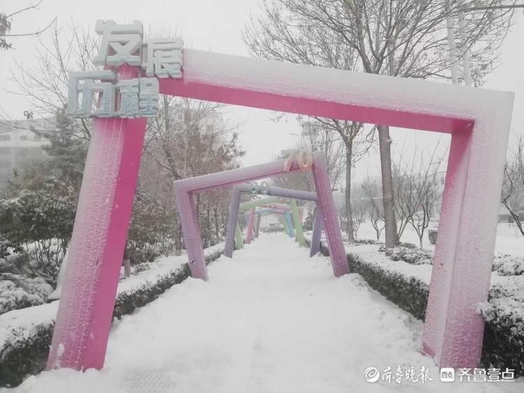 一片银装素裹！晶莹雪花把日照五莲芙蓉广场装扮的格外美