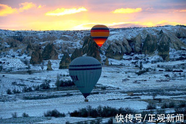 幻景|冬日幻景:土耳其山谷雪后升起缤纷热气球