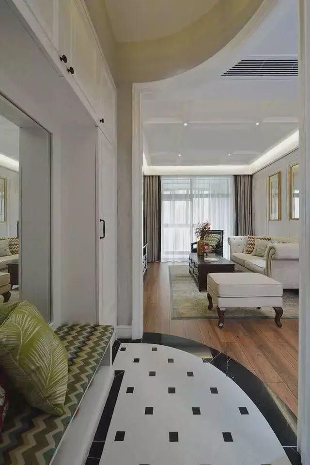 实用|朋友家的118㎡美式三居室，户型玄关和大电视柜太好看实用啦