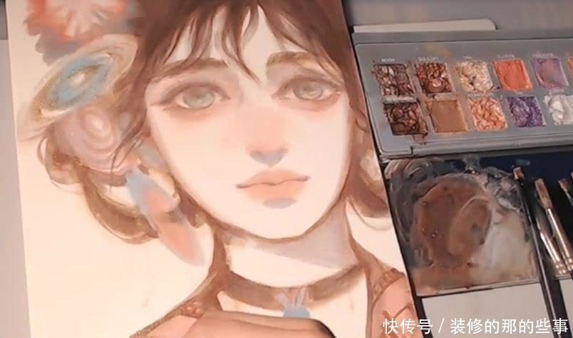 水彩|眼影也能用来画画，画师用眼影画出龙吟玉兔，网友：心疼眼影盘